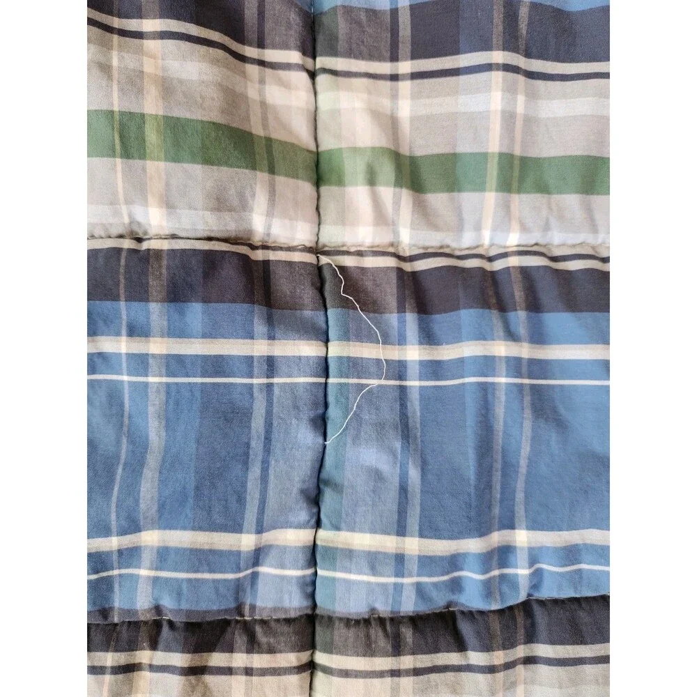 Vintage LL Bean Plaid Comforter Bedding Blanket 107x96 Inches King size Flaws Se